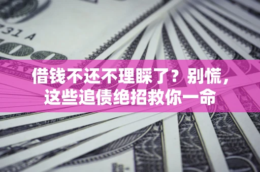 武汉借钱不还不理睬了？别慌，这些追债绝招救你一命